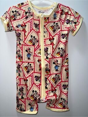 Minnie & Mickey 2T Zippy Shorty Romper- Pastel Yellow Trim